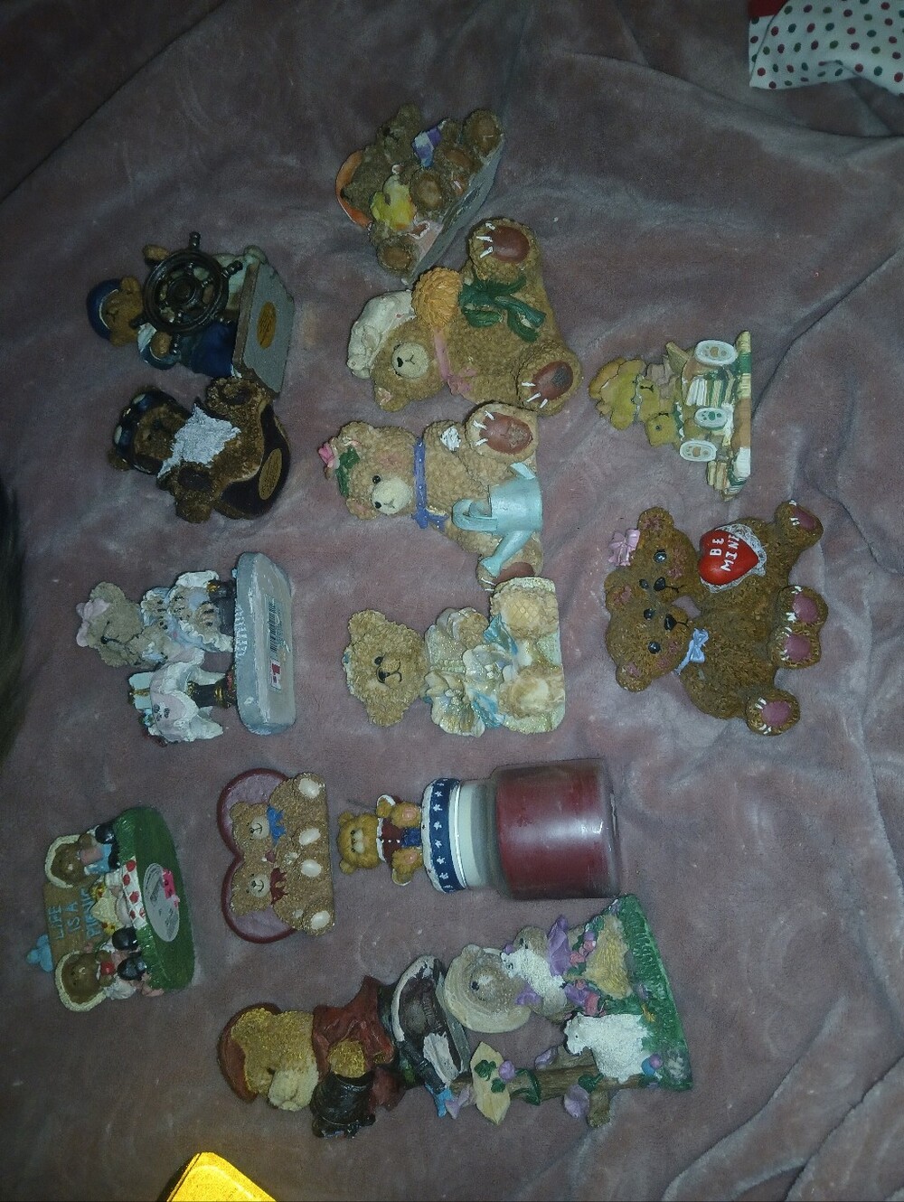 Assorted Bear Figurine Lot One with Candle 18 Total